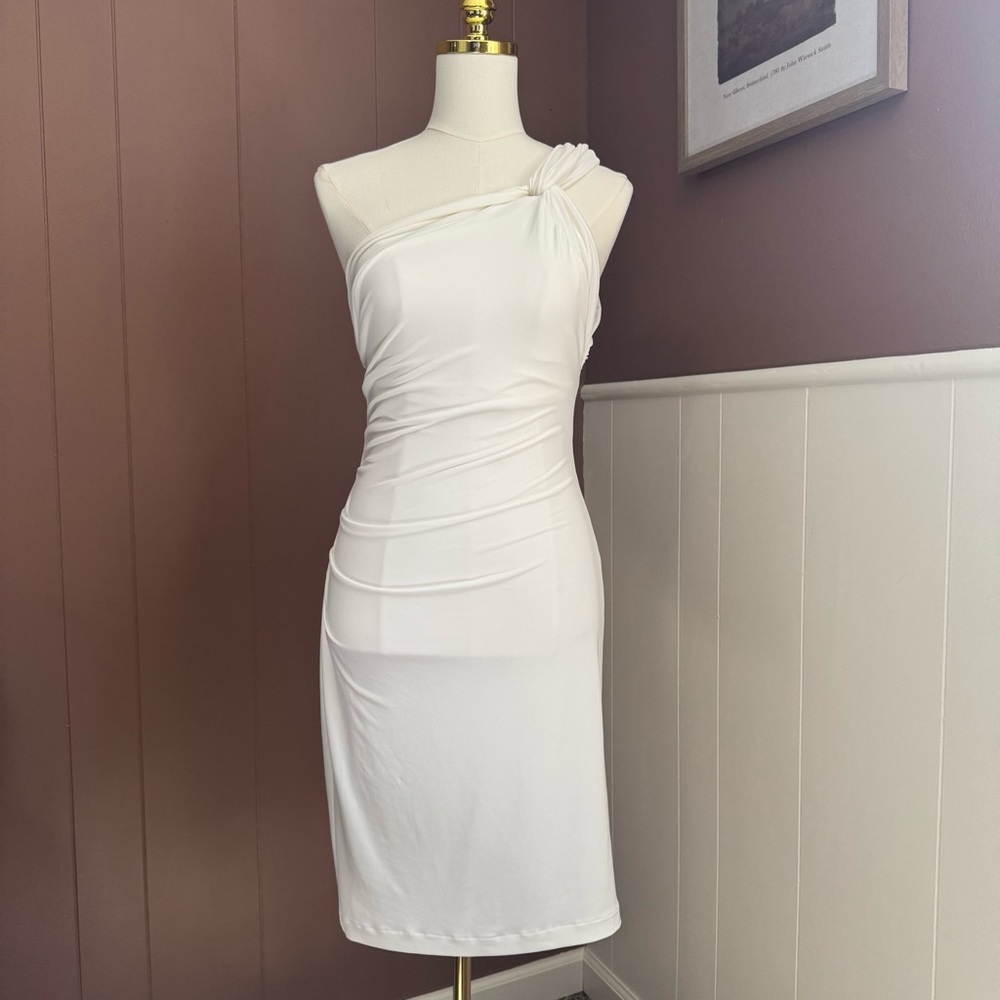 Victoria’s Secret One Shoulder White Crepe Dress Resortwear Vacation